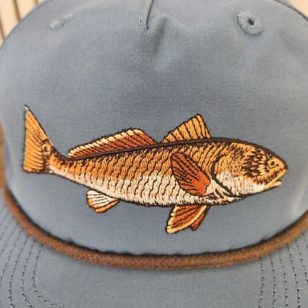 Duck Camp Redfish Hat Coastal Blue Snapback Rope Camping Fishing Outdoor Cap